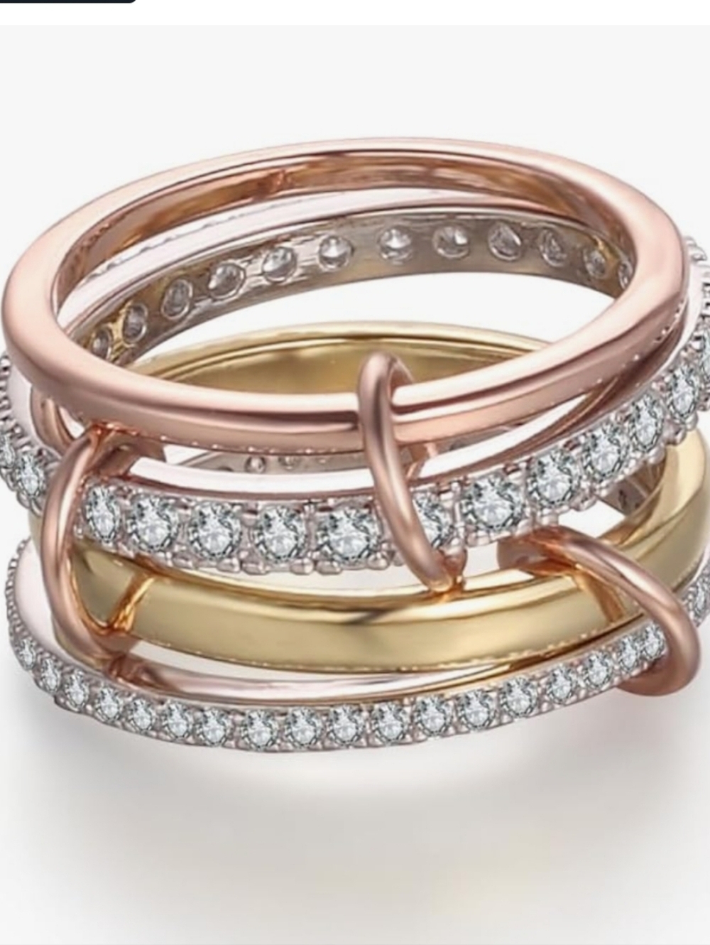 18K Gold Plated Stackable Rings for Women - Tri Color